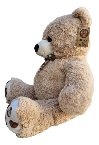Peluche Oso Sentado Clásico Grande Con Moño 65cm Marrón Claro