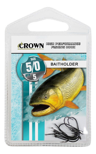 Anzol Pesca Crown Baitholder P/ Dourado Número 5/0 C/ 5 Pçs