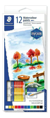 Pintura acuarela Staedtler 8880 con 12 tubos, 12 ml, 12 colores surtidos