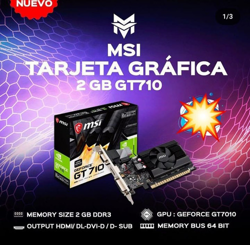 Tarjeta Grafica Msi Vga Geforce Gt710 2gb Ddr3