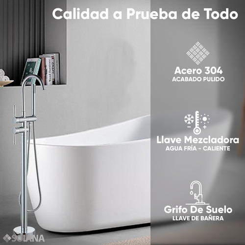 Solana Kit Bañera Ovalada 180x90 Cm Con Desnivel De Acrílico Solido + Grifo Independiente Monomando Cuello Cisne Silver / Kit Completo Bañera Acrílico De Alto Brillo y Grifo de Acero Inoxidable