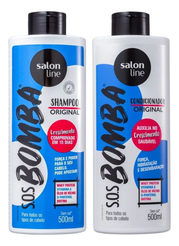 Shampoo + Condicionador Salon Line Sos Bomba Original 500ml