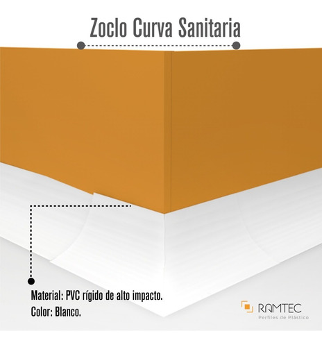 Zoclo Curva Sanitaria Pvc Blanco (4 Piezas De 2.44mts)