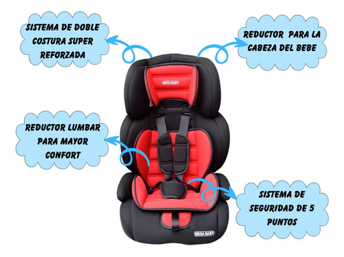 Butaca Booster Elevador Mega Baby Silverstone - Gris de 9-6 Kg