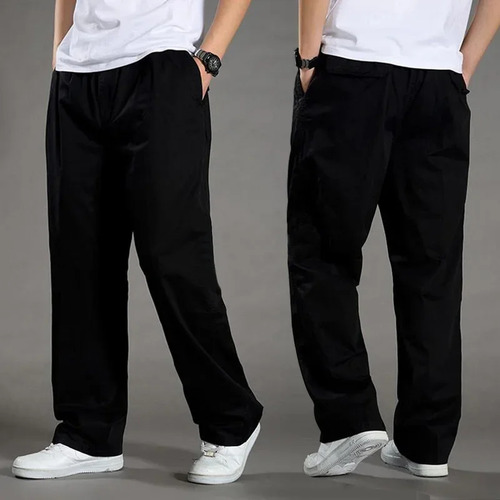 Pantalones Casuales De Algodón Para Hombre Con Cintura Elást