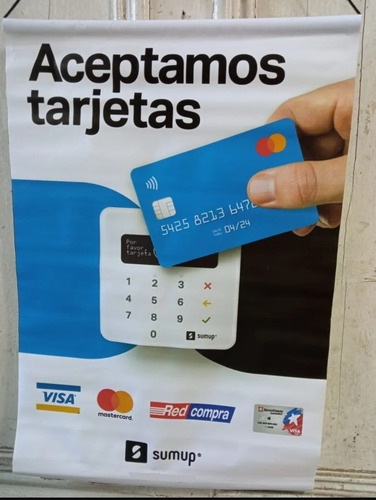 Imagen 3 de 4 de Pendón Colgante Publicitario Aceptamostarjetas Sumup 60x40cm