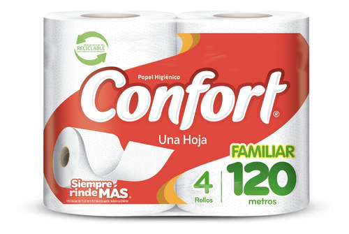 Confort Papel Higiénico Una Hoja 4 X 120 Metros