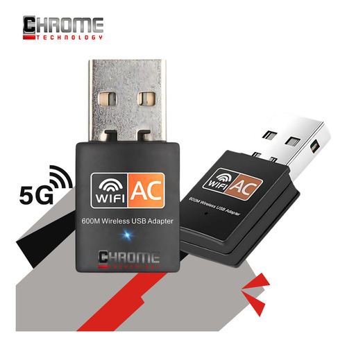 Antena Wifi Usb 5g Adaptador Receptor Dual Band 2.4/5ghz 600mbps Wireless Placa De Rede Wifi Gigabit Chrome Technology