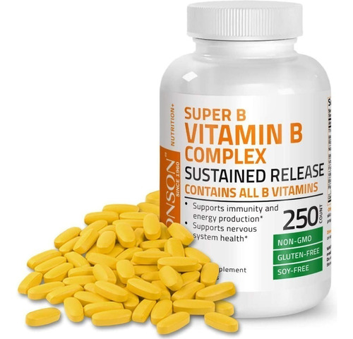 Super Vitamina B B2, B3, B6, B9, Acido Folico, B12 250 Tab