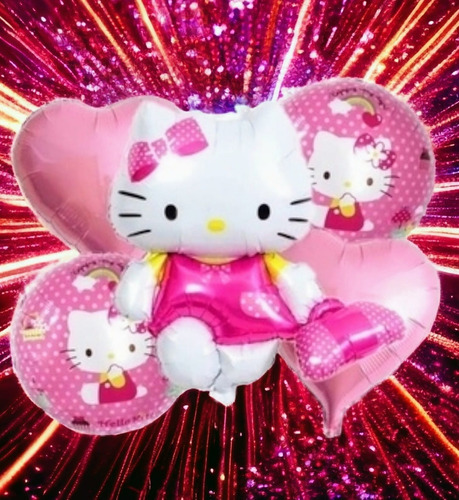 Bouquet De Globos Metalizados X5 Pcs  Hello Kitty