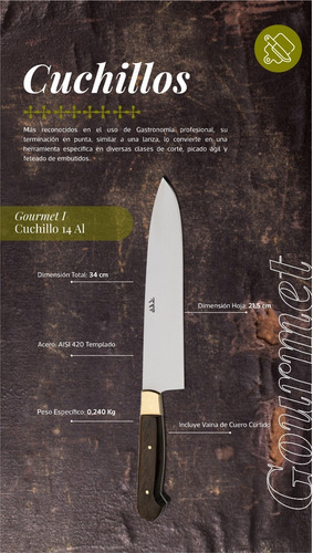 Imagen 2 de 10 de Cuchillo Artesanal Gourmet 14
