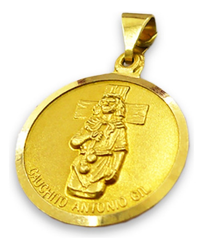 Medalla Oro 18k Gaucho Gauchito Gil Dije Religioso 1.4 Grs