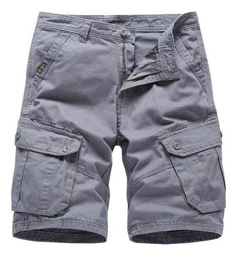 Yo) Pantalones Cortos Cargo Lisos For Hombre Pantalones De