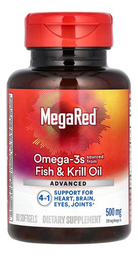 Megared Omega 3 Suplemento Aceite Pescado Y Krill 80 Capsula Sabor Sin Sabor