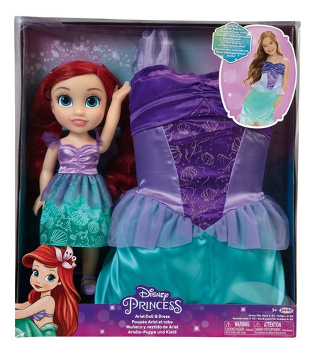 Boneca Disney Ariel Com Fantasia Infantil Multikids