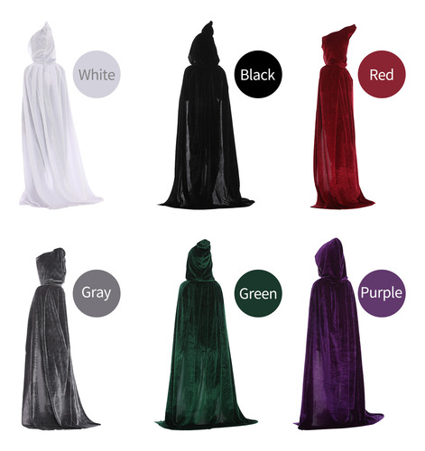 Capa De Terciopelo Con Capucha Para Disfraz De Halloween Y C