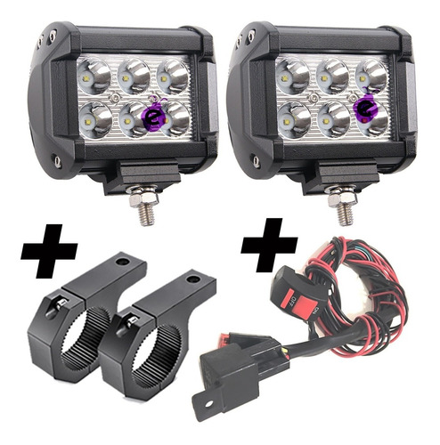 Faro Auxiliar 22w Para Moto X 2 + Kit Instalación + Soporte