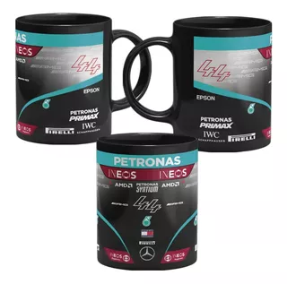 Caneca Preta Personalizada Mercedes Hamilton Fórmula 1 2021