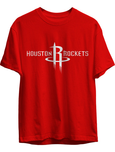 Remera Basket Nba Houston Rockets Roja Logo Completo