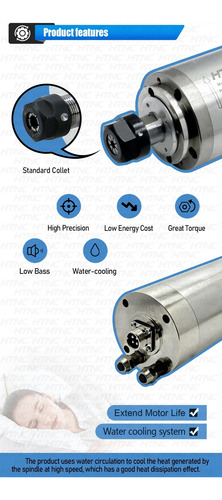 Kit Spindle 3cv 2.2kw Suporte Bomba Pinças Er20 Router Cnc
