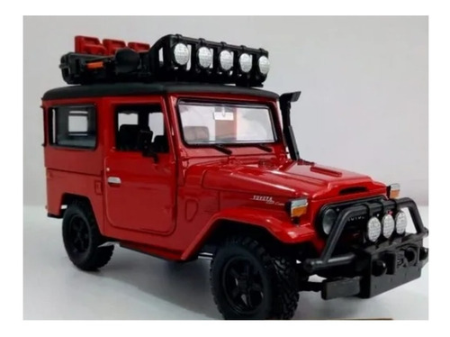 Toyota Fj40 Safari, Rojo, Escala 1:24, Metalico, 18cms Largo