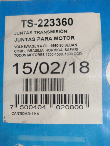 Tf Victor Ts 223360 Juntas Transmisión Juntas Motor  Volkswa