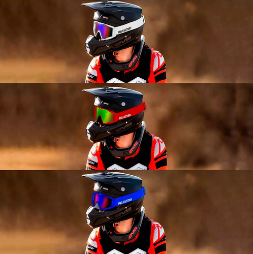 Pack X3 Gafas Goggles Motocross Enduro Blanco Rojo Azul