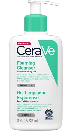 Cerave Gel Limpiador Espumoso 236ml Piel Normal A Grasa