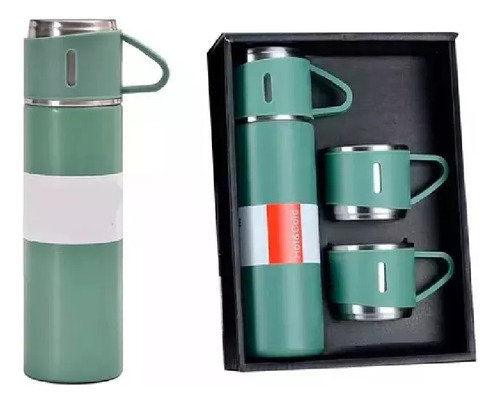 Kit 40 Garrafas Térmicas De 500ml C/ 3 Xícara - Cor Preta