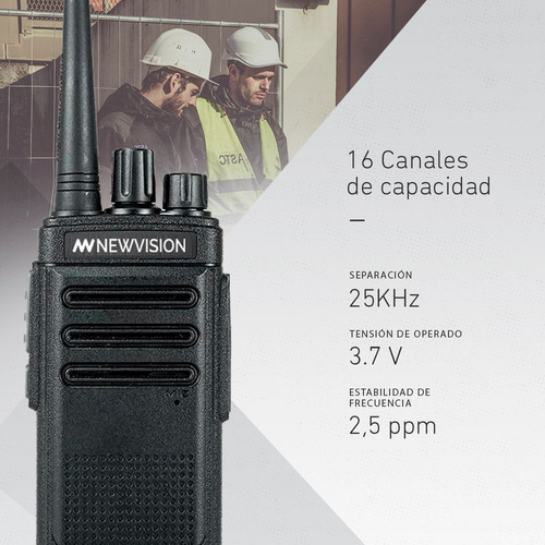Kit X 4 Handy Radio Walkie Talkie Newvision Uhf 16 Canales