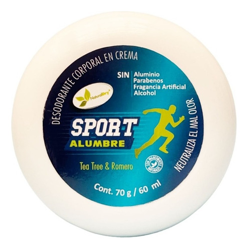 Desodorante Sport Alumbre Naturaldry En Crema 70g Fragancia Romero Y Tea Tree