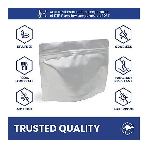 Wallaby Mre Mylar Bag Bundle 10x (7,5 Mil 6,5 X 8,5øøøø) Con Plata Estándar.