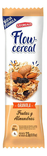 Barras de cereal Flow cereal frutas y almendras caja X 20 un