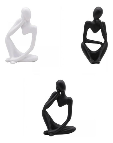 3x Pensador Escultura Personajes Artesanía Estatuilla Hogar