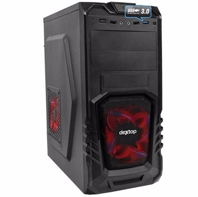 Gabinete Gamer Dextop Usb 3.0 Cooler Led Vermelho Sem Fonte