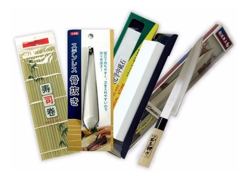 Kit Sushiman Faca Pedra Pinça Esteira Sushi Sashimi Hachi8