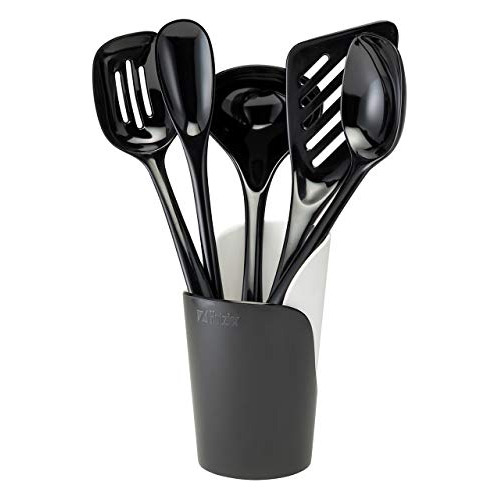 Melamine Cooking Utensils And Crock Set 6 Pc Black