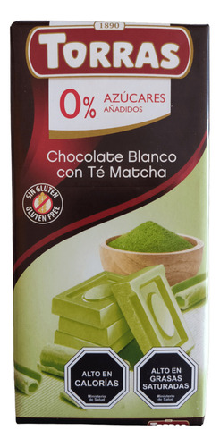 Torras Chocolate Blanco Matcha 75g Sin Azucar Andina Grains
