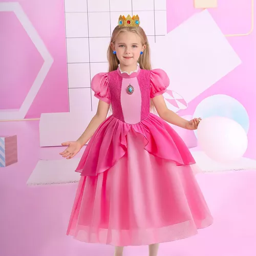 Disfraz De Princesa Peach Para Niña Talla 7-8 Años-rosado