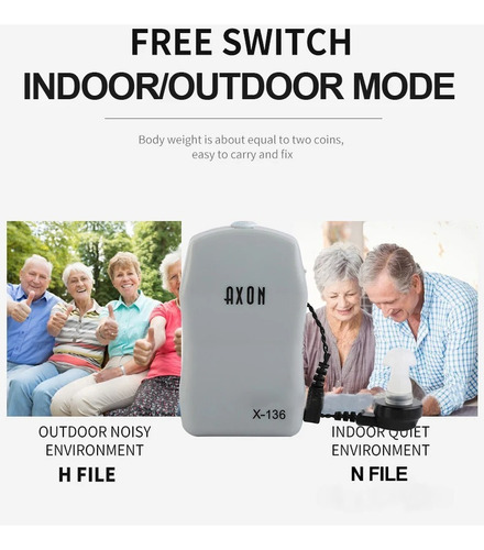 Amplificador De Som Com Fio Auditivo 1 Unidade Axon 136 Cor Cinza