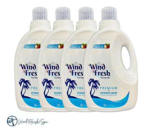 Detergente Wind Fresh Trópico 3 Lt Pack Promocional 4 Unid