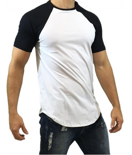 Camisa Camiseta Oversized Longline Raglan Básica Escaping