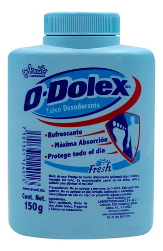 O-dolex Talco Desodorante 150g Protege Todo El Día