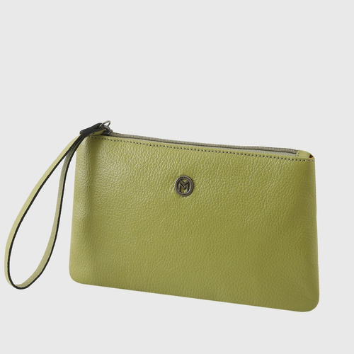 Bolsa Carteira Clutch Feminina Couro Bovino Mariart Cambará Cor Avocado