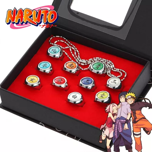 10pc Akatsuki Membro Anel Cosplay Anime Naruto Com Caixa Z