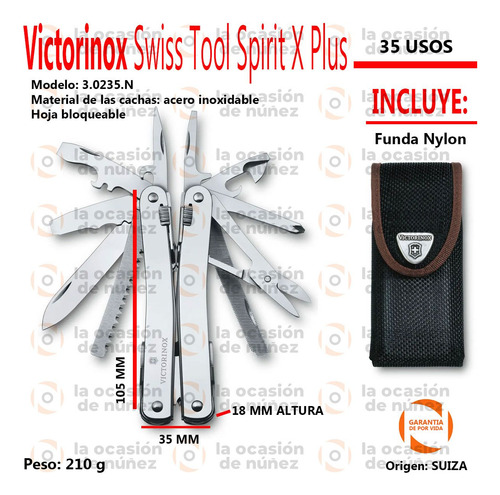 Pinza Multiuso Victorinox Swiss Tool Spirit X Plus 35 U Estu