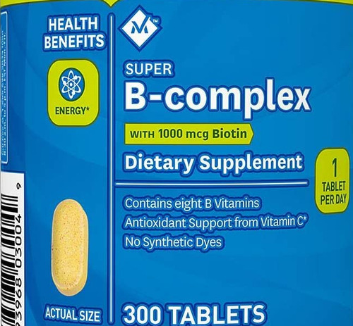 Complejo B + Vitamina B1 B2 B6 B12 Biotina 300 Tabs Eg B65 Sabor Nd