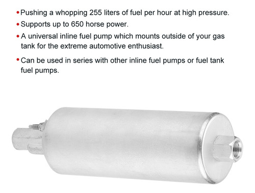 Imagen 9 de 9 de Bomba Combustible Alta Presión Universal 255 Lph Inline Exte