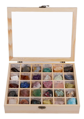 30 Piezas De Colección De Roca Y Mineral Con Caja De