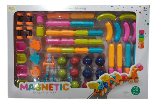 Juego Bloques Magnético Para Armar Barra Stick 41 Pz Juguete 58 Magnéticos 58 Piezas